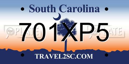 701XP5 South Carolina License Plate