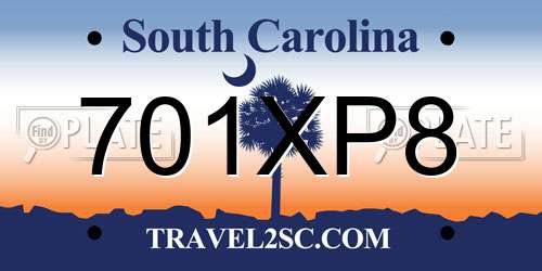 701XP8 South Carolina License Plate