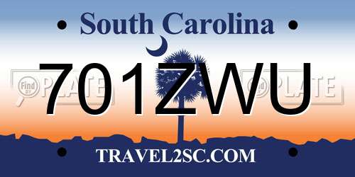 701ZWU South Carolina License Plate