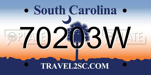 70203W South Carolina License Plate