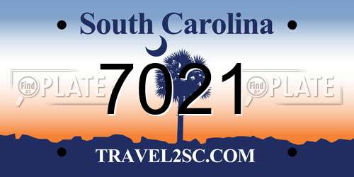 7021 South Carolina License Plate