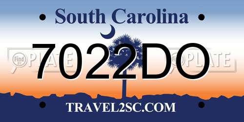 7022DO South Carolina License Plate