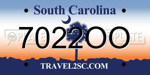 7022OO South Carolina License Plate