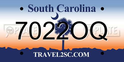 7022OQ South Carolina License Plate