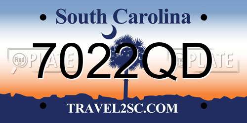 7022QD South Carolina License Plate