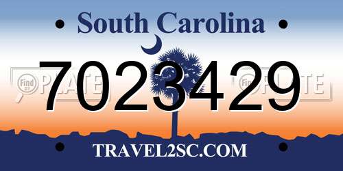 7023429 South Carolina License Plate