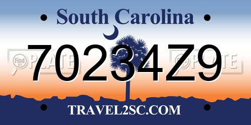 70234Z9 South Carolina License Plate