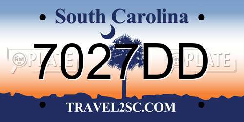 7027DD South Carolina License Plate
