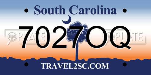 7027OQ South Carolina License Plate