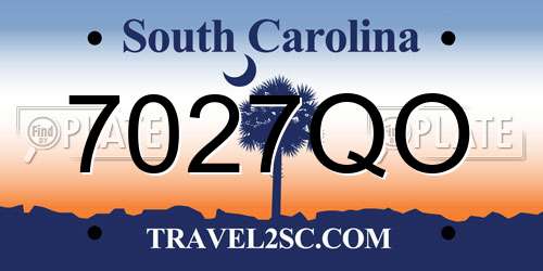 7027QO South Carolina License Plate