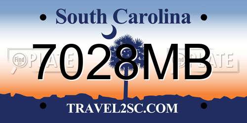 7028MB South Carolina License Plate