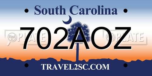 702AOZ South Carolina License Plate