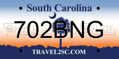 702BNG South Carolina License Plate