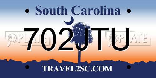 702JTU South Carolina License Plate