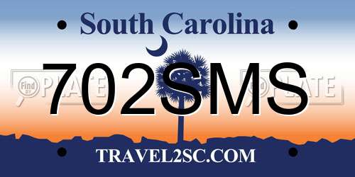 702SMS South Carolina License Plate