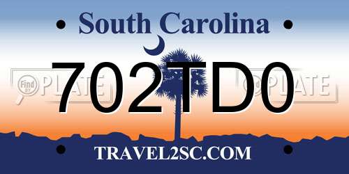 702TD0 South Carolina License Plate