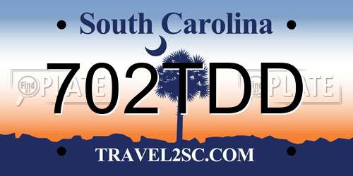 702TDD South Carolina License Plate