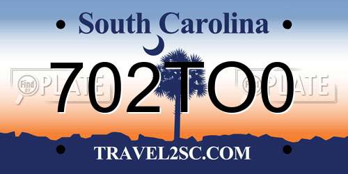 702TO0 South Carolina License Plate