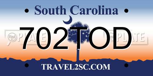 702TOD South Carolina License Plate