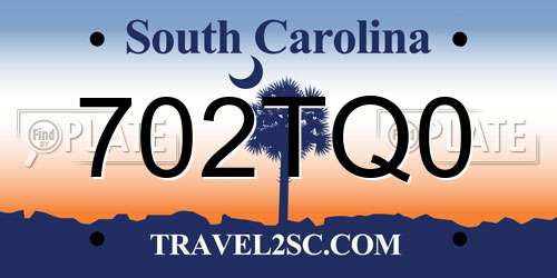 702TQ0 South Carolina License Plate