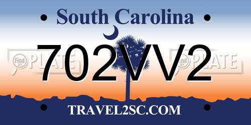 702VV2 South Carolina License Plate