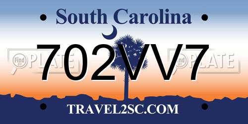 702VV7 South Carolina License Plate