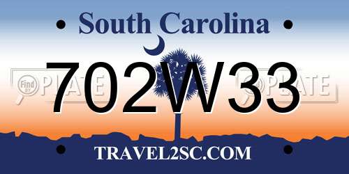 702W33 South Carolina License Plate