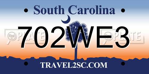 702WE3 South Carolina License Plate