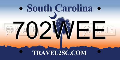 702WEE South Carolina License Plate