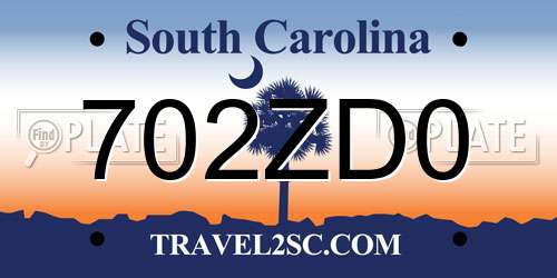 702ZD0 South Carolina License Plate