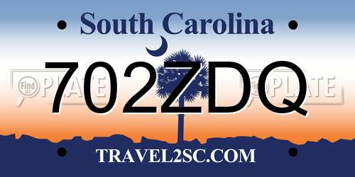 702ZDQ South Carolina License Plate