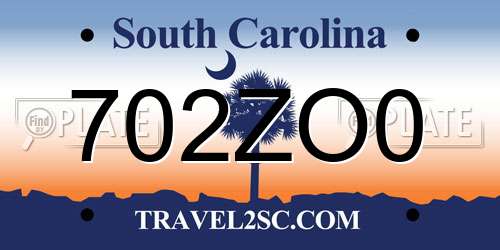 702ZO0 South Carolina License Plate