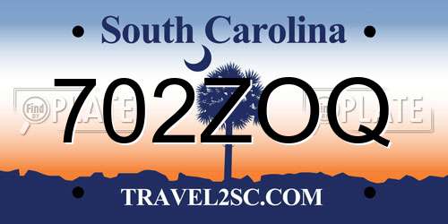 702ZOQ South Carolina License Plate