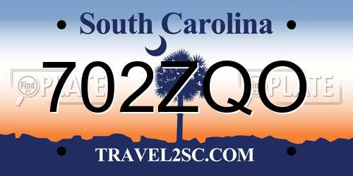 702ZQO South Carolina License Plate