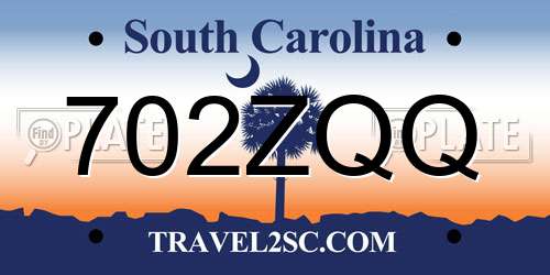 702ZQQ South Carolina License Plate
