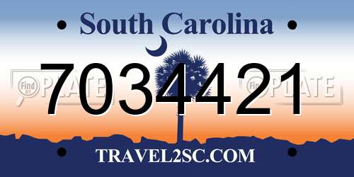 7034421 South Carolina License Plate
