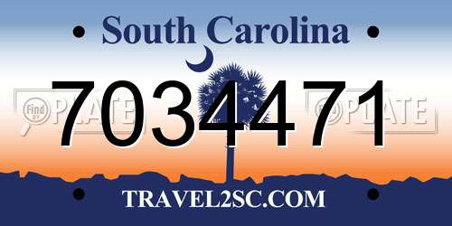 7034471 South Carolina License Plate
