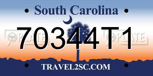 70344T1 South Carolina License Plate