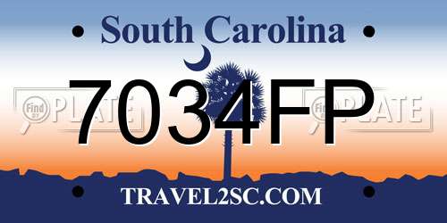 7034FP South Carolina License Plate