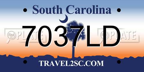 7037LD South Carolina License Plate