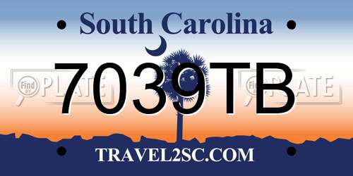 7039TB South Carolina License Plate