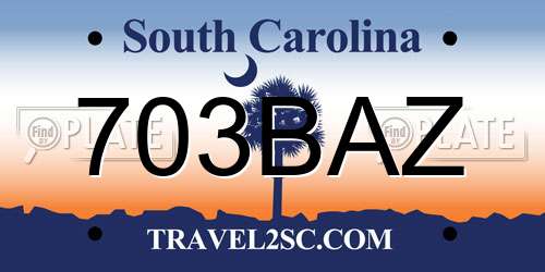 703BAZ South Carolina License Plate
