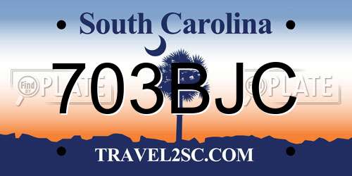 703BJC South Carolina License Plate