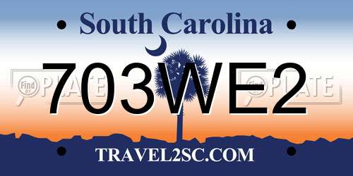 703WE2 South Carolina License Plate