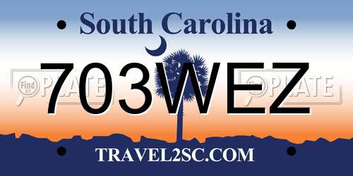 703WEZ South Carolina License Plate