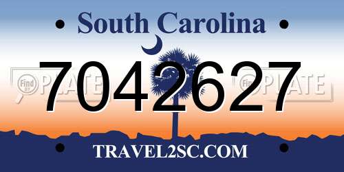 7042627 South Carolina License Plate