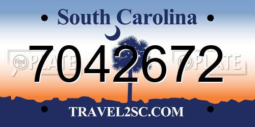 7042672 South Carolina License Plate