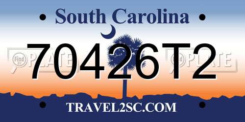 70426T2 South Carolina License Plate