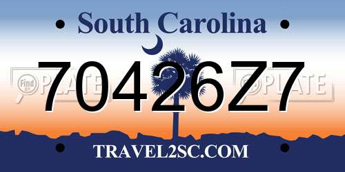 70426Z7 South Carolina License Plate