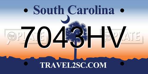 7043HV South Carolina License Plate